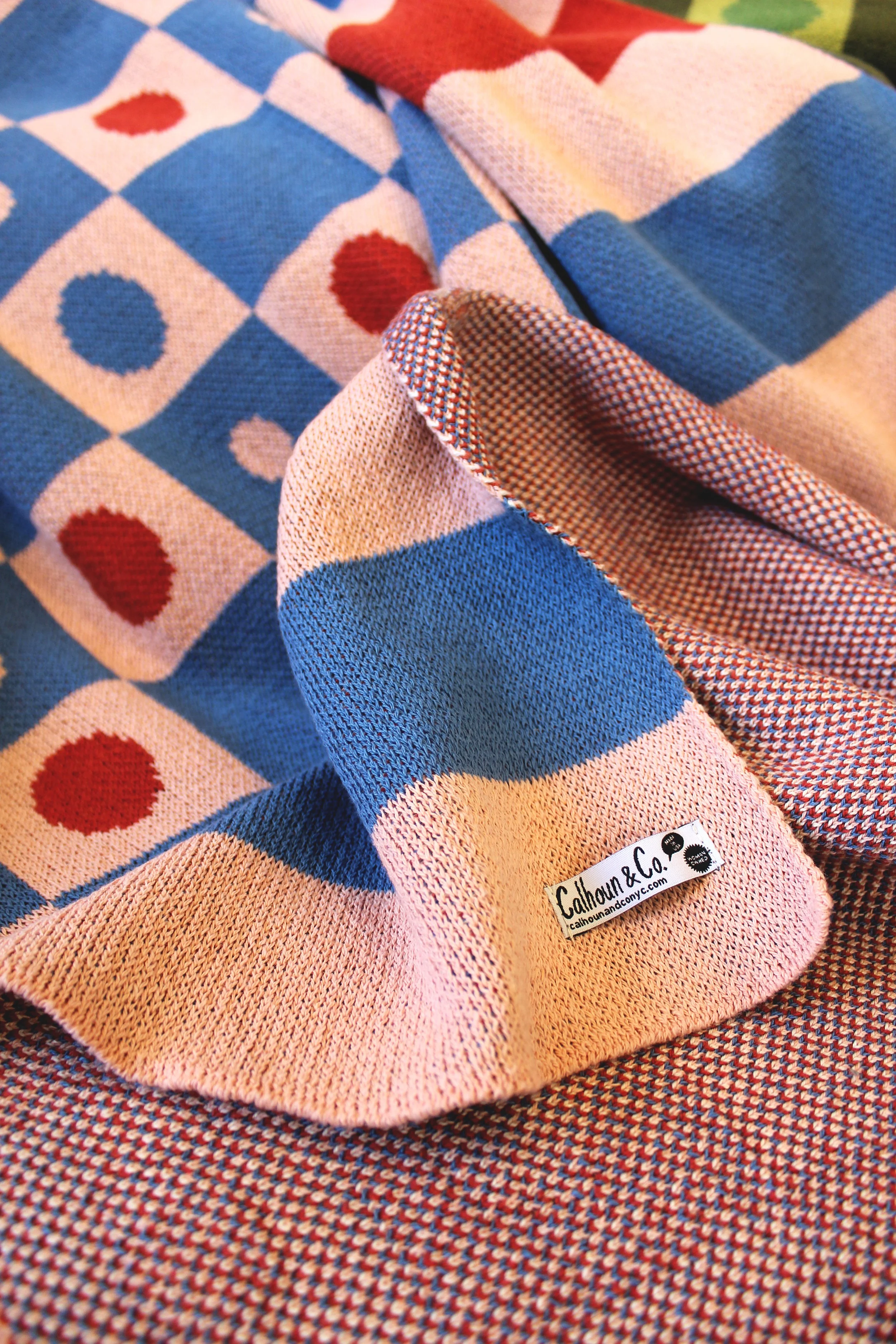 Knit Blanket Checkmate Sugar and spice IMG_1851.JPG