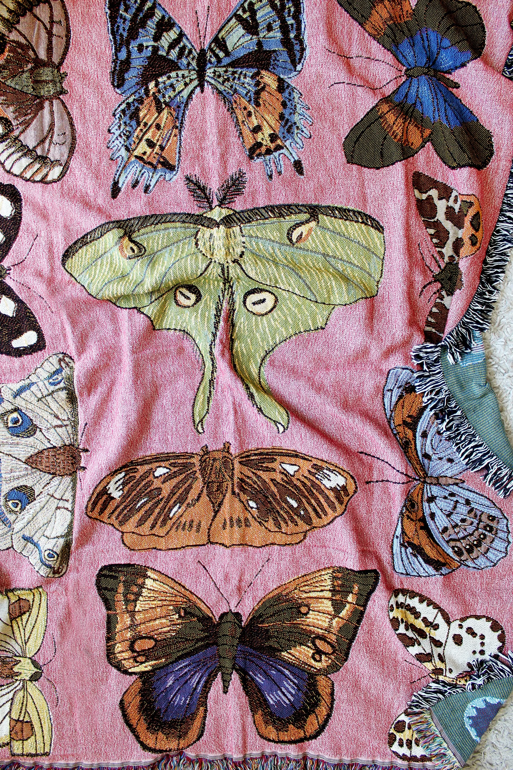 Tapestry Blankets - Moth Stilllife on Pink IMG_7485.JPG