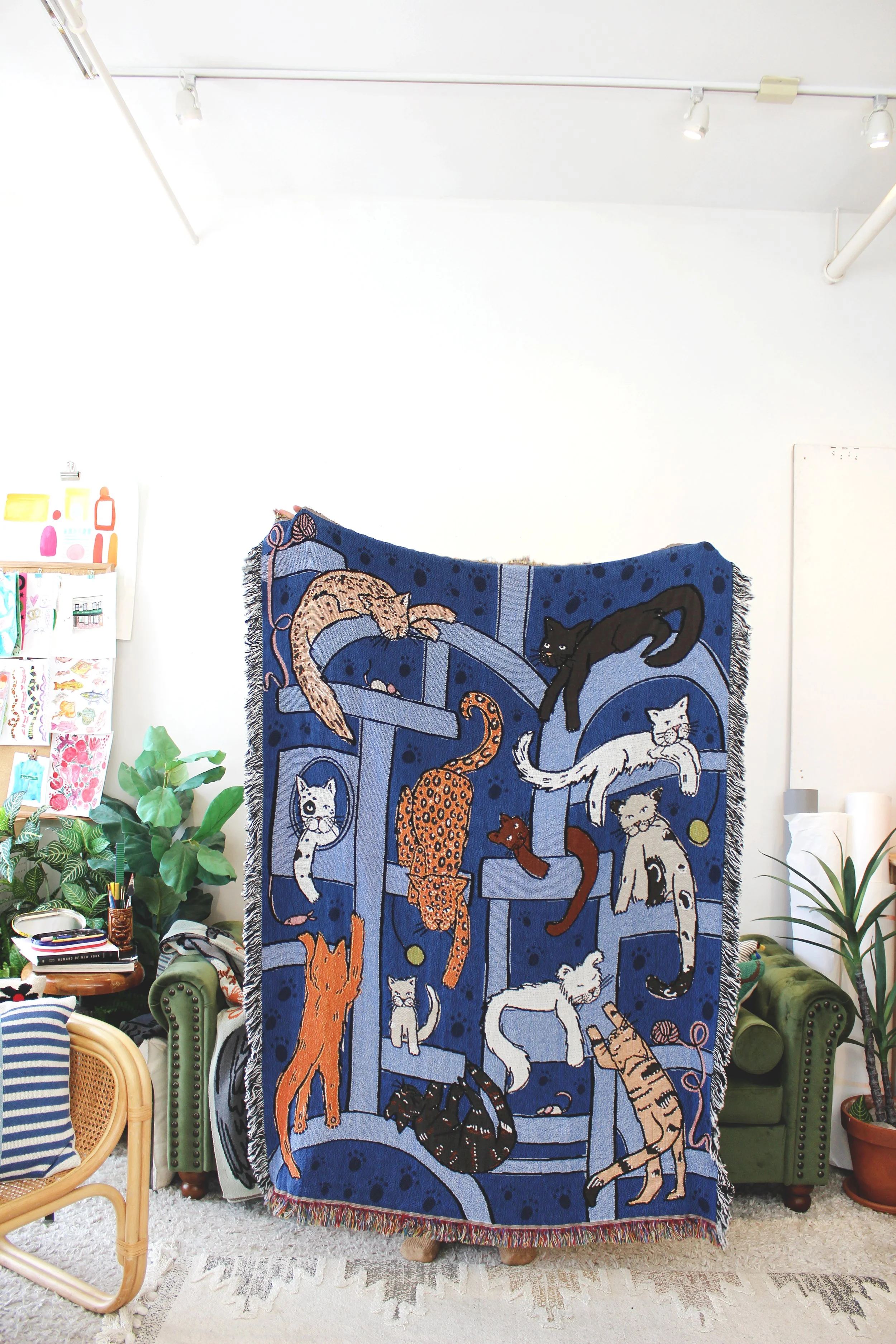 Cat Tower Tapestry Blanket