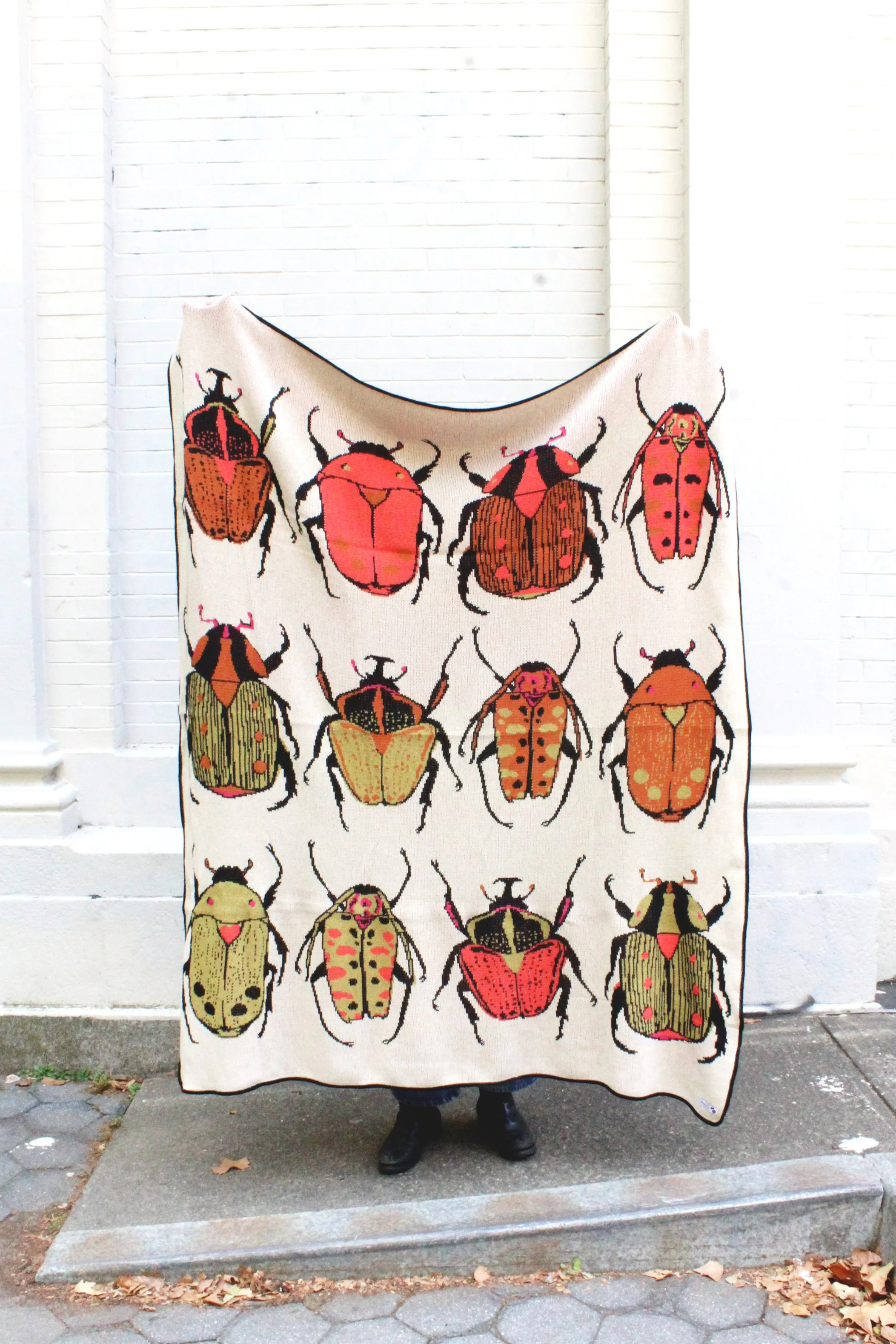Beetle Knit Blanket by Calhoun & Co. Beetles Print Cozy Home Decor New York