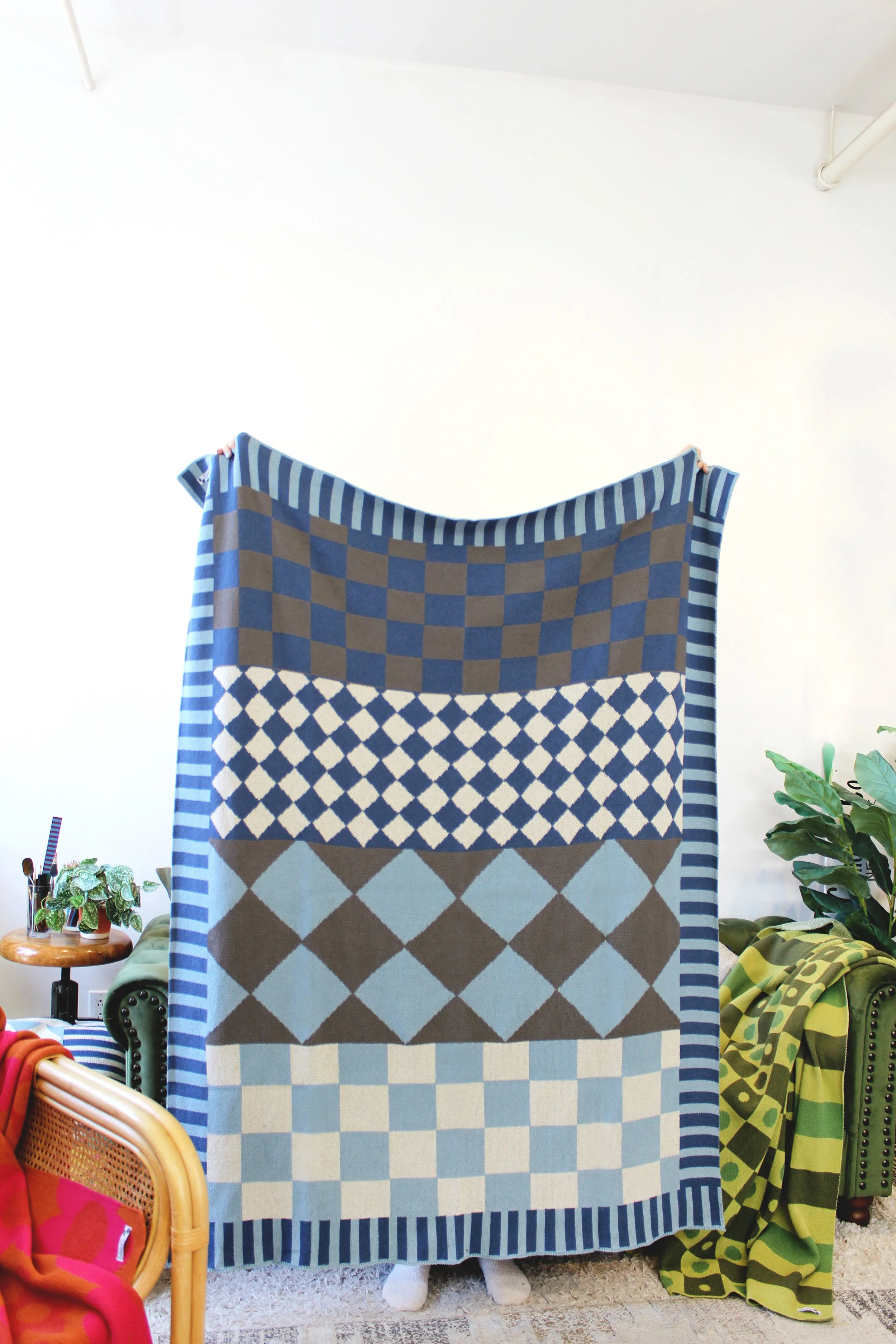 Knit Blanket Diamond Checkerboard - Head Underwater IMG_1830.JPG