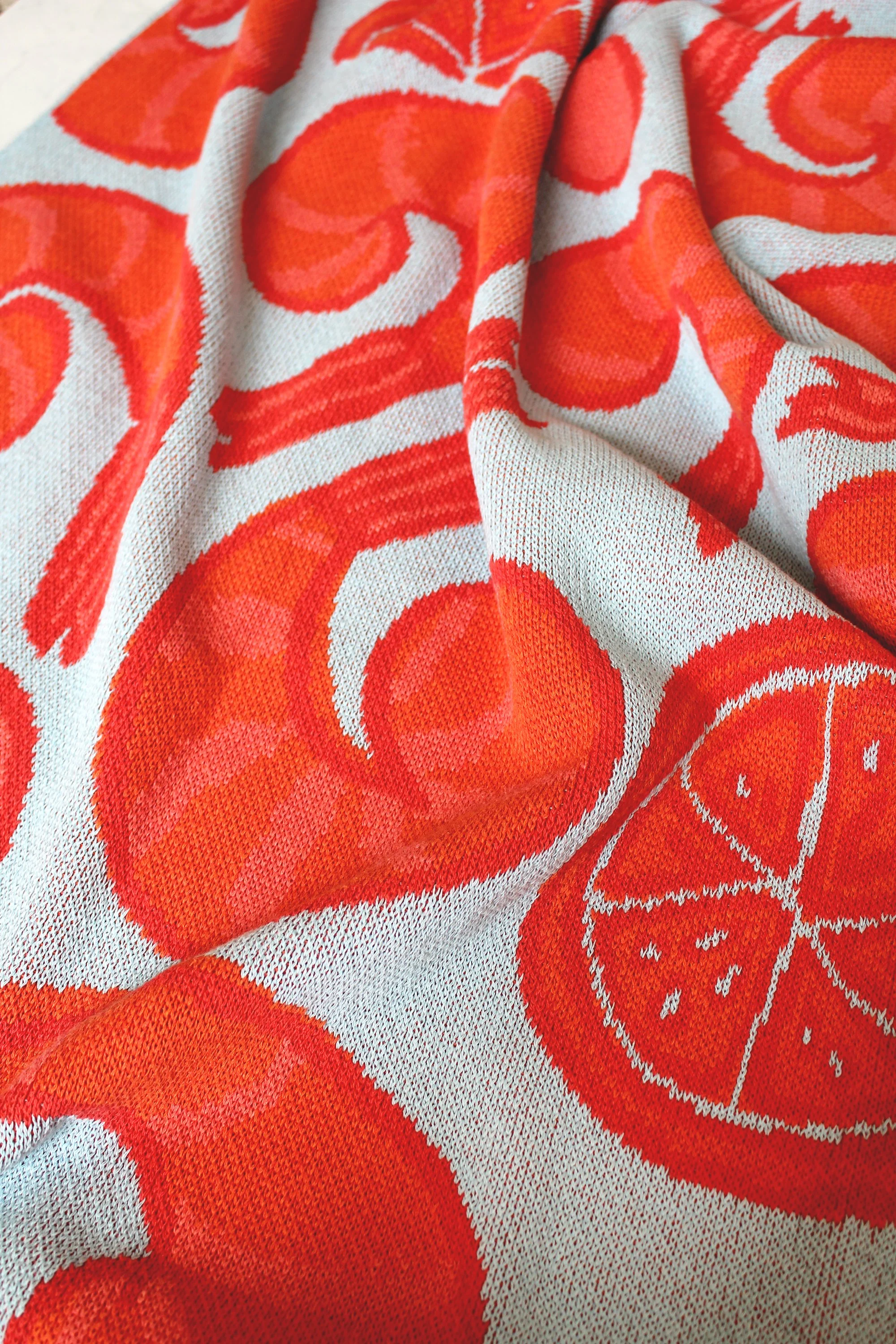 Knit Blanket - Shrimp Cocktail Chilled Blue IMG_7974.JPG