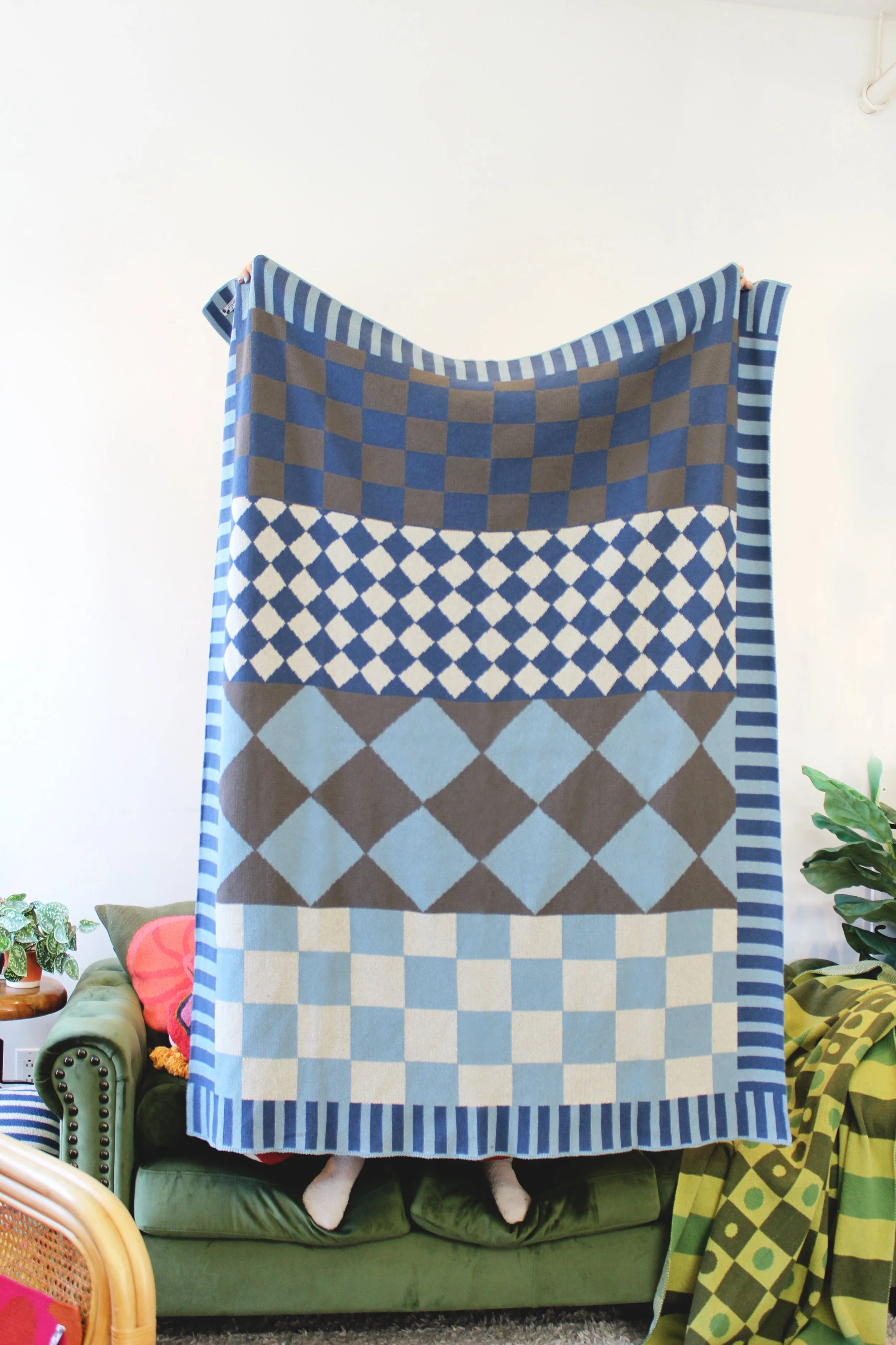Knit Blanket Diamond Checkerboard - Head Underwater IMG_1828.JPG