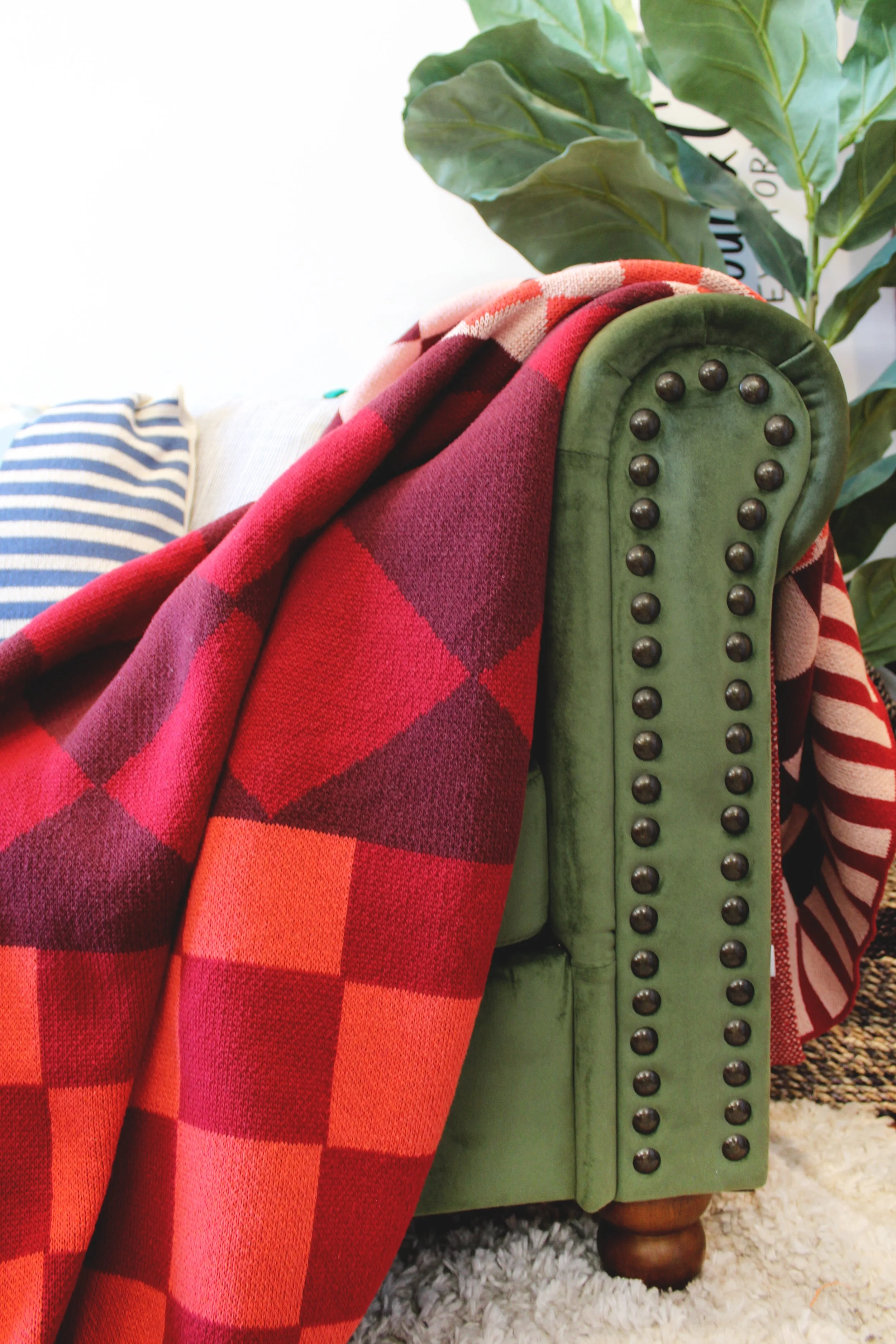 Knit Blanket Diamond Checkerboard - Acid TongueIMG_1852.JPG