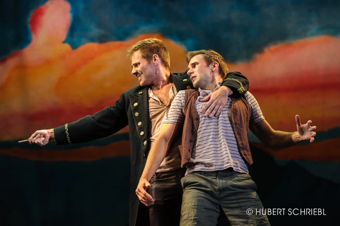 Matthew Wilkas as BLACK STACHE and Adam Shonkwiler as PETER