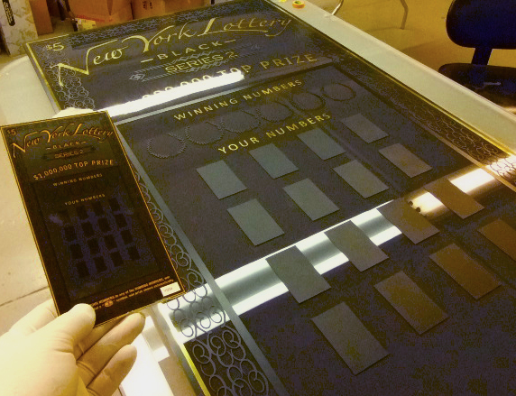 Giant scratch off ticket for NY lottery