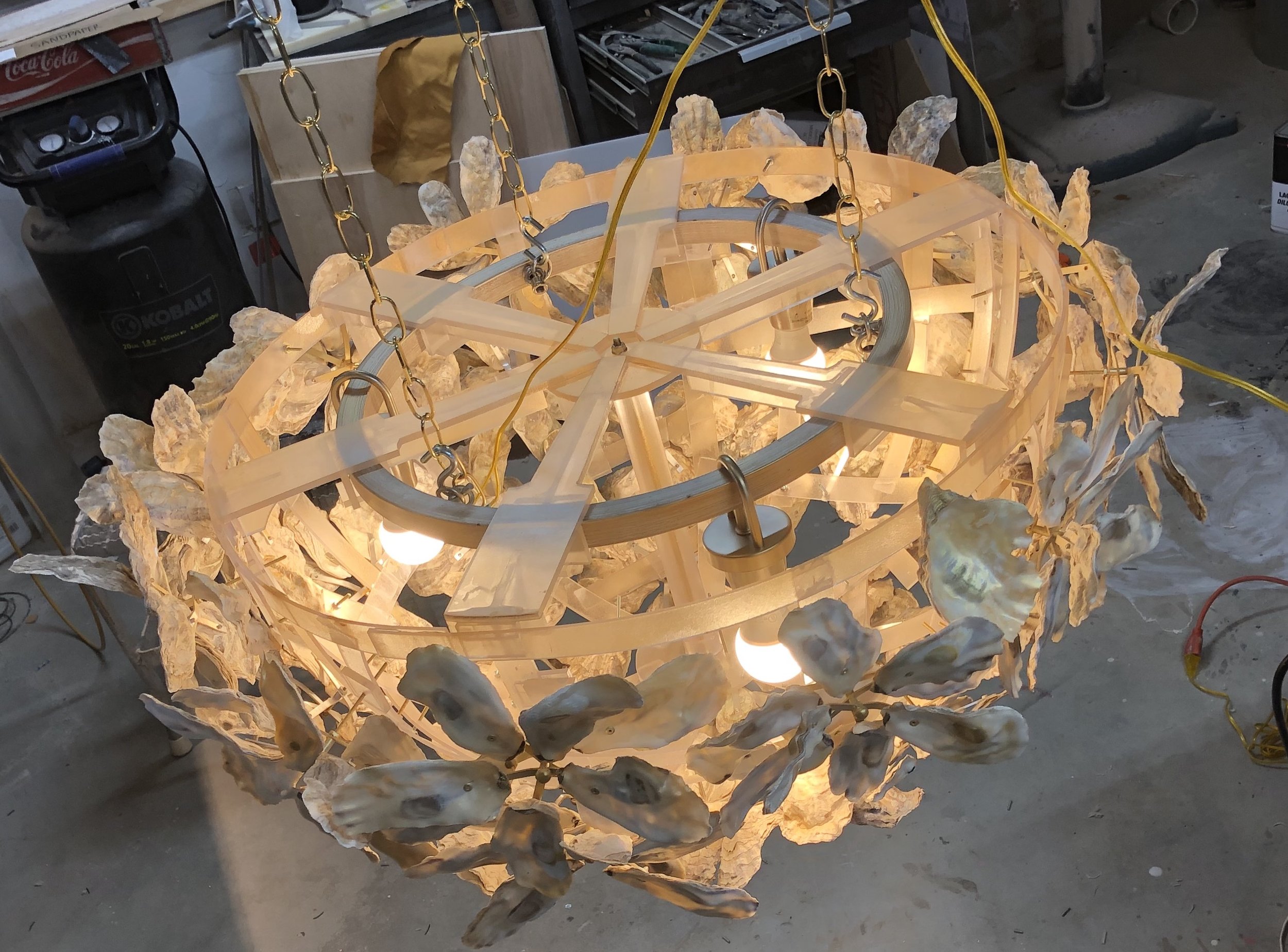 golden oyster chandelier