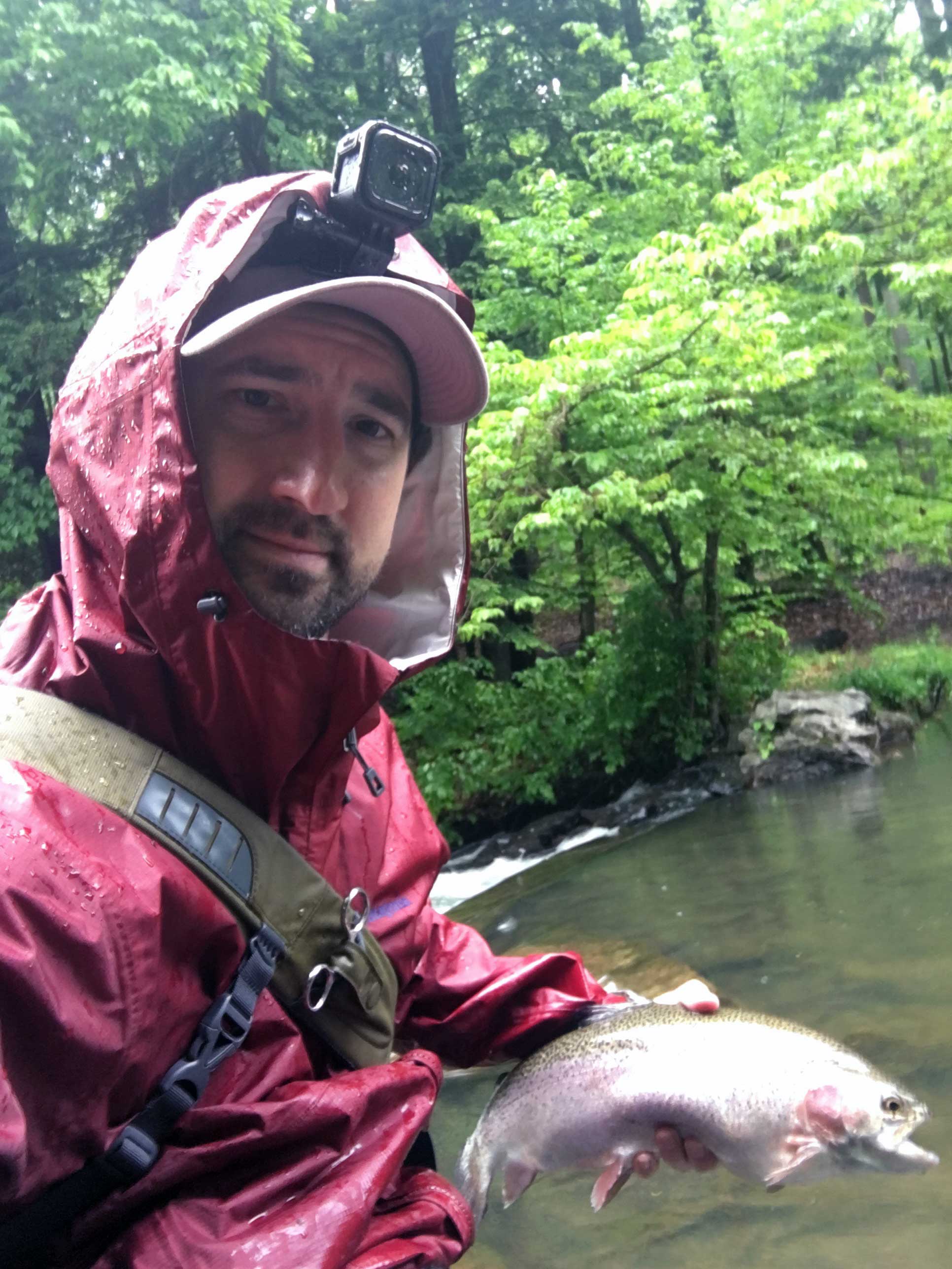 Fishing in the rain at Yellow Creek Trout Club was rewarding.