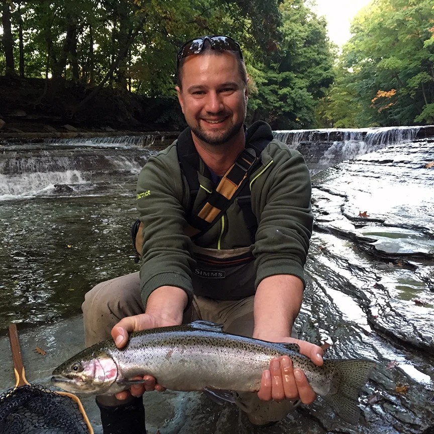 Jon's first Erie steelhead on a fly rod.