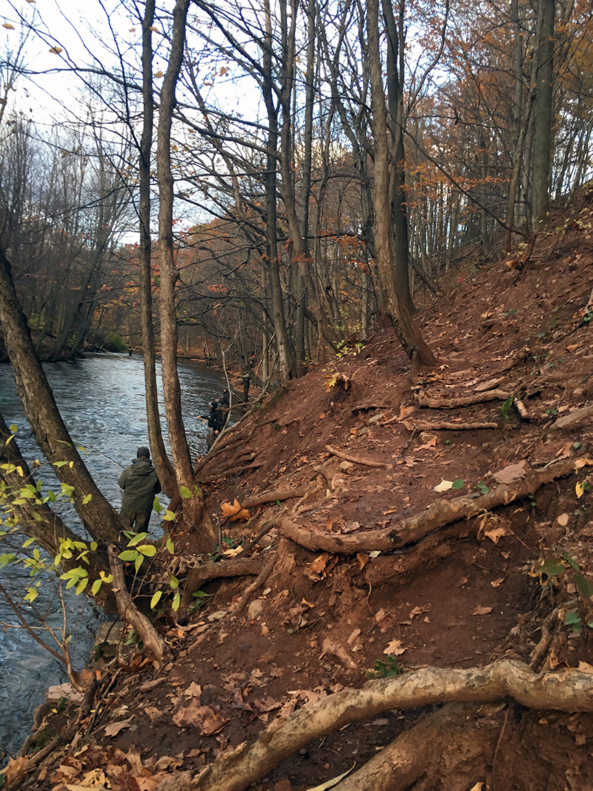 The steep path that leads downriver.