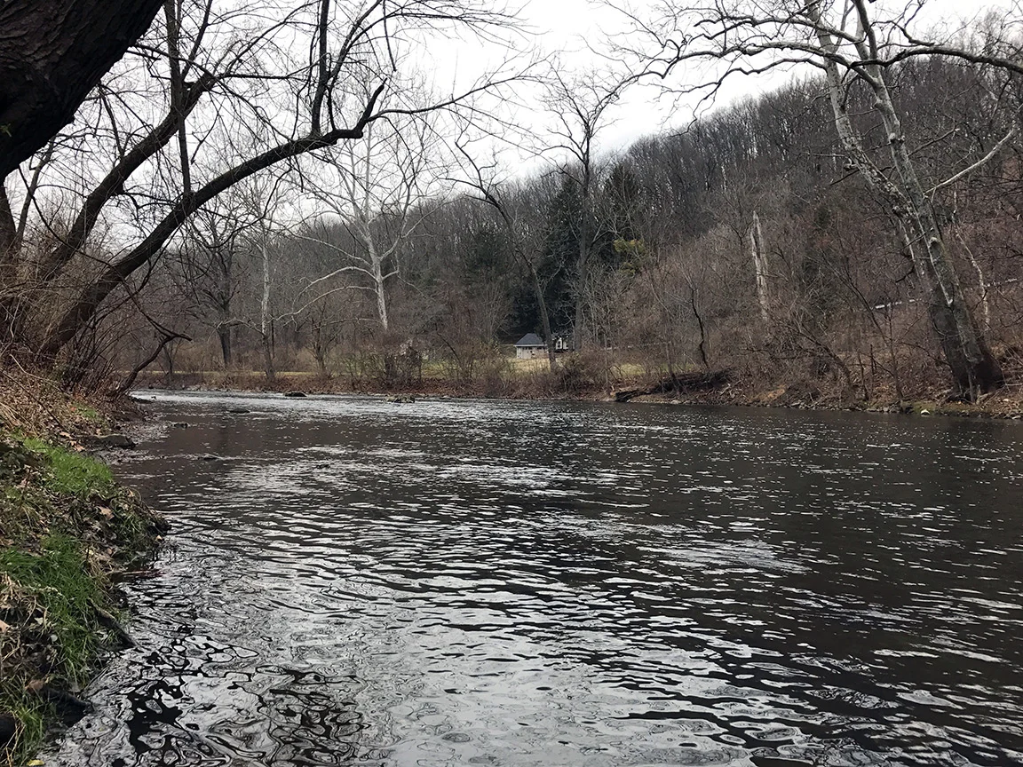 Looking upstream on the Tulpehocken Creek just above the Rt. 222 bridge.