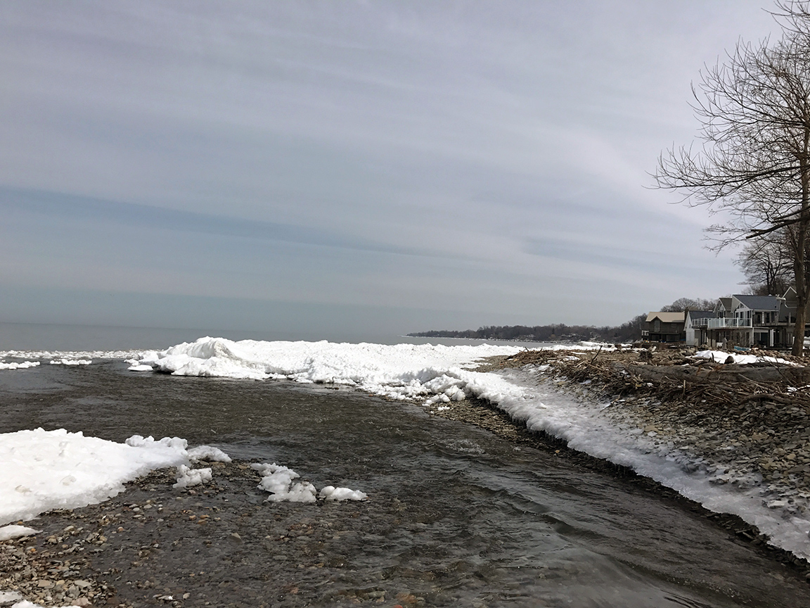 The mouth of 16 Mile Creek where it dumps into Lake Erie.