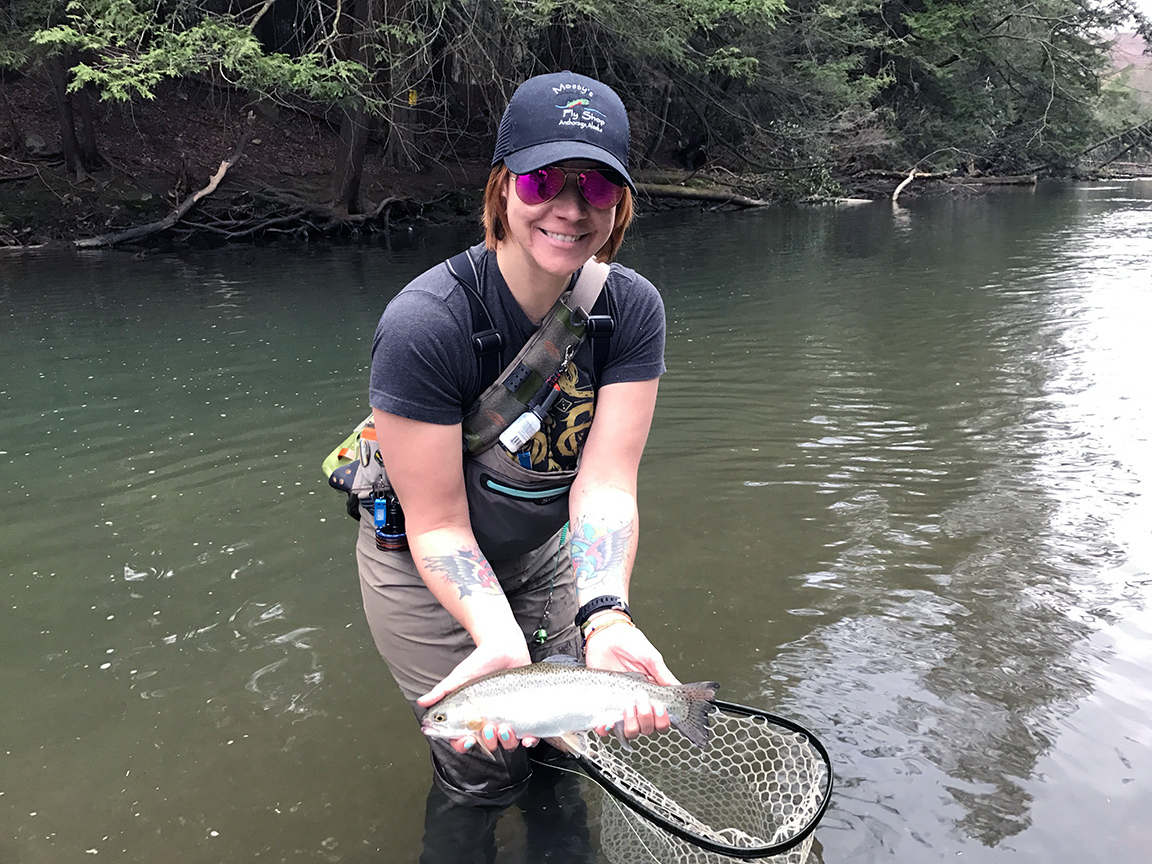Andrea showing one of the beautiful rainbows she caught to the camera.