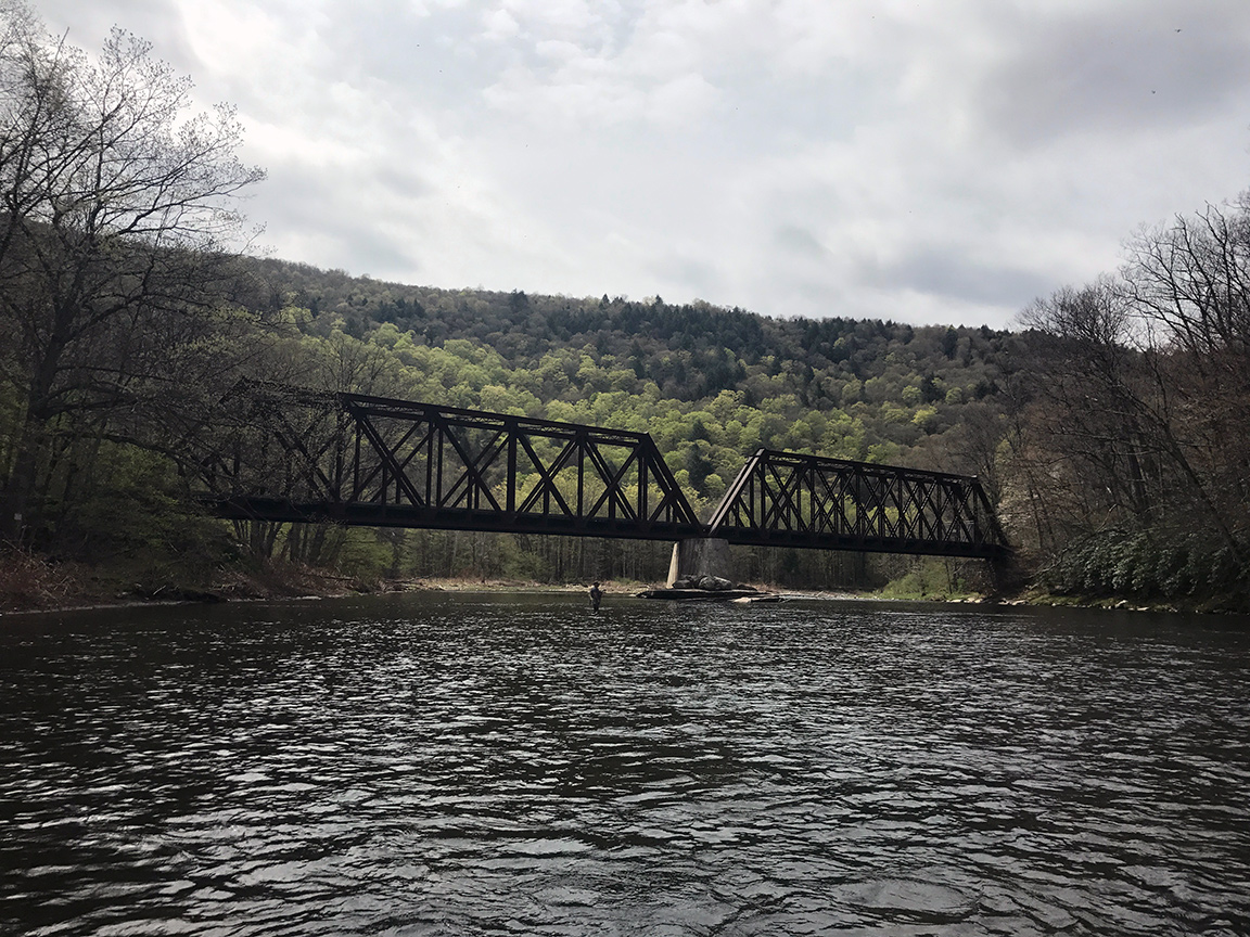 The trestle bridge we fished above on the Beaverkill River outside of Roscoe, NY.