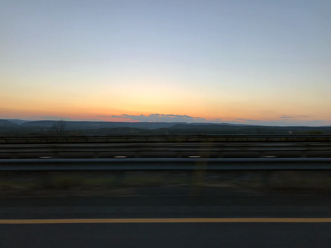 The sunset over the western Pennsylvania mountains on my drive home.