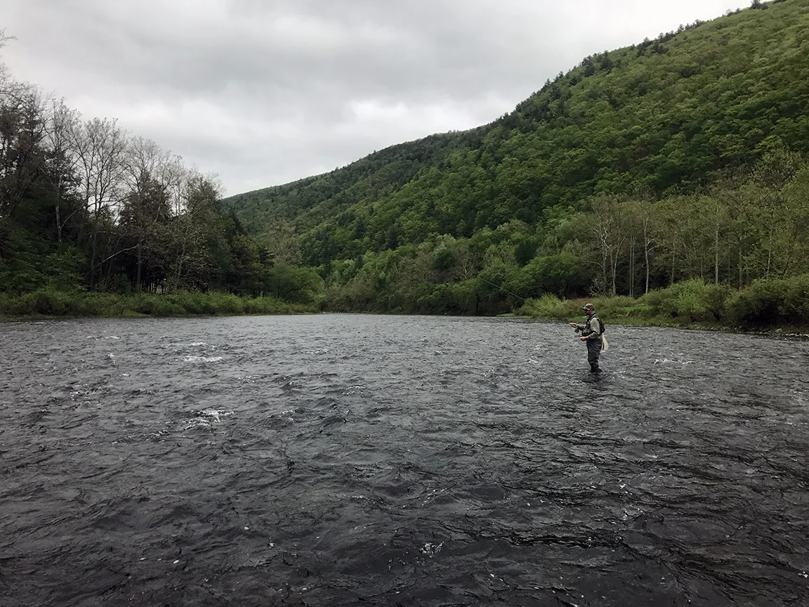 My friend Mike Mamrak fishing above me in the riffles on the Tomb Flats.