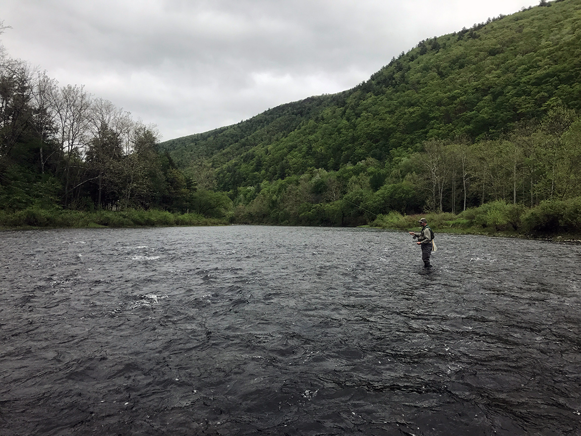 My friend Mike Mamrak fishing above me in the riffles on the Tomb Flats.