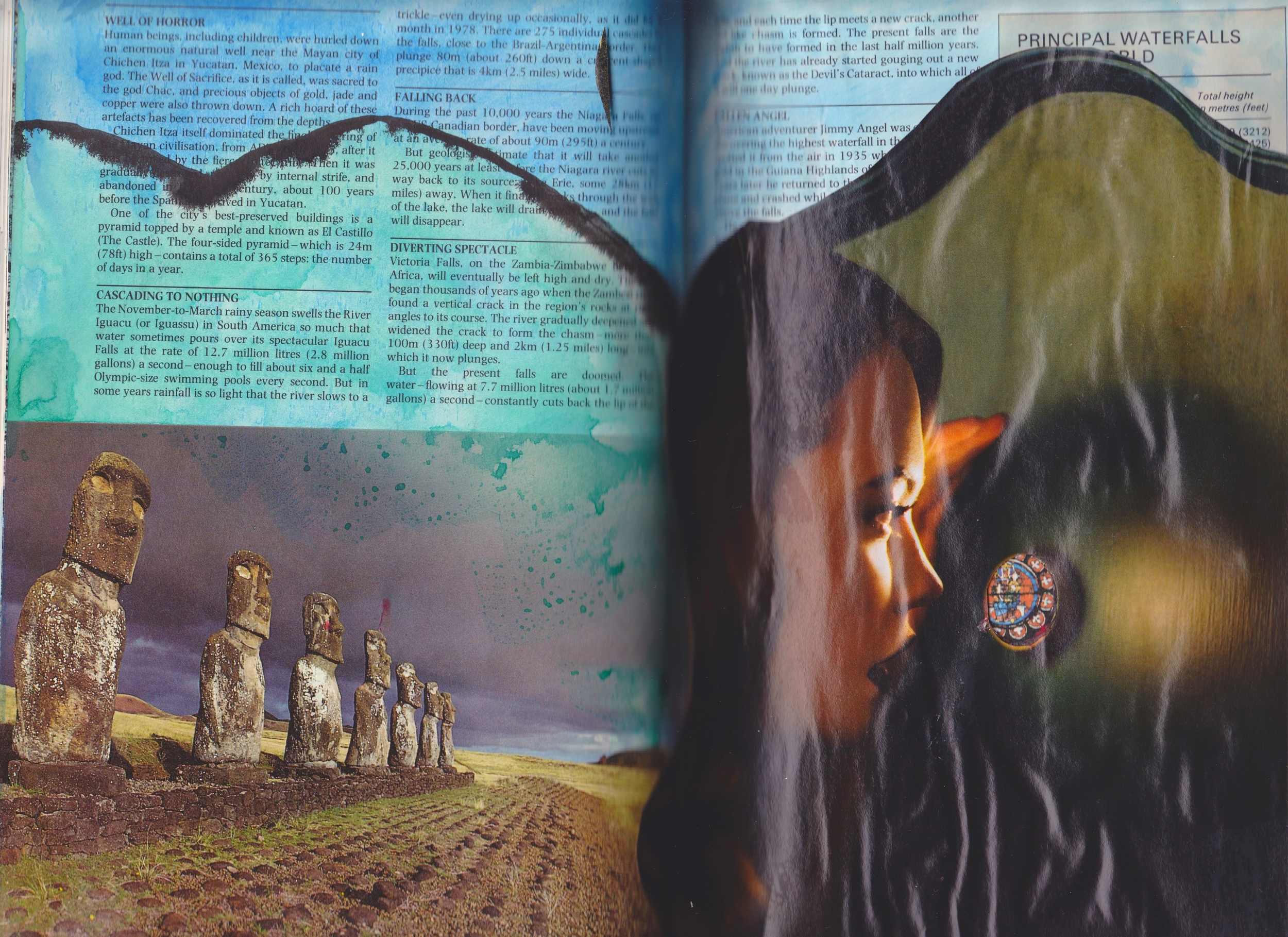 Altered Book (Reader's Digest Book of Facts) - watercolour & collage