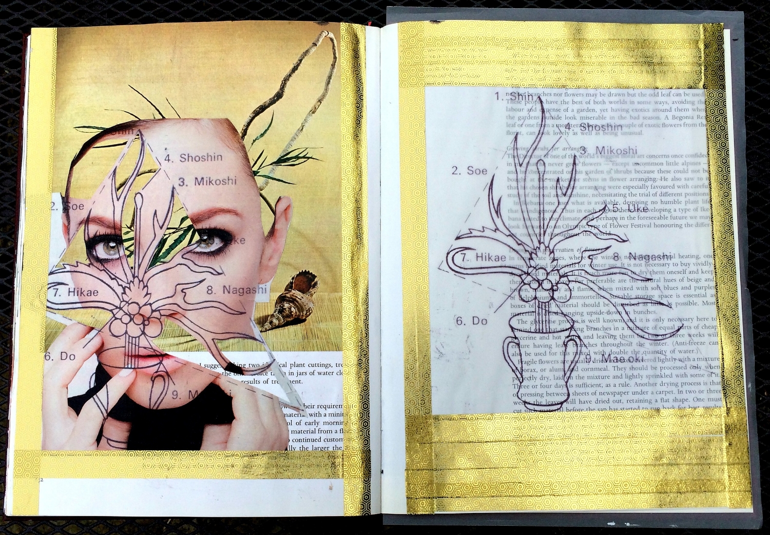 Altered Book (Japanese Flower Arranging): illustrations, washi tape