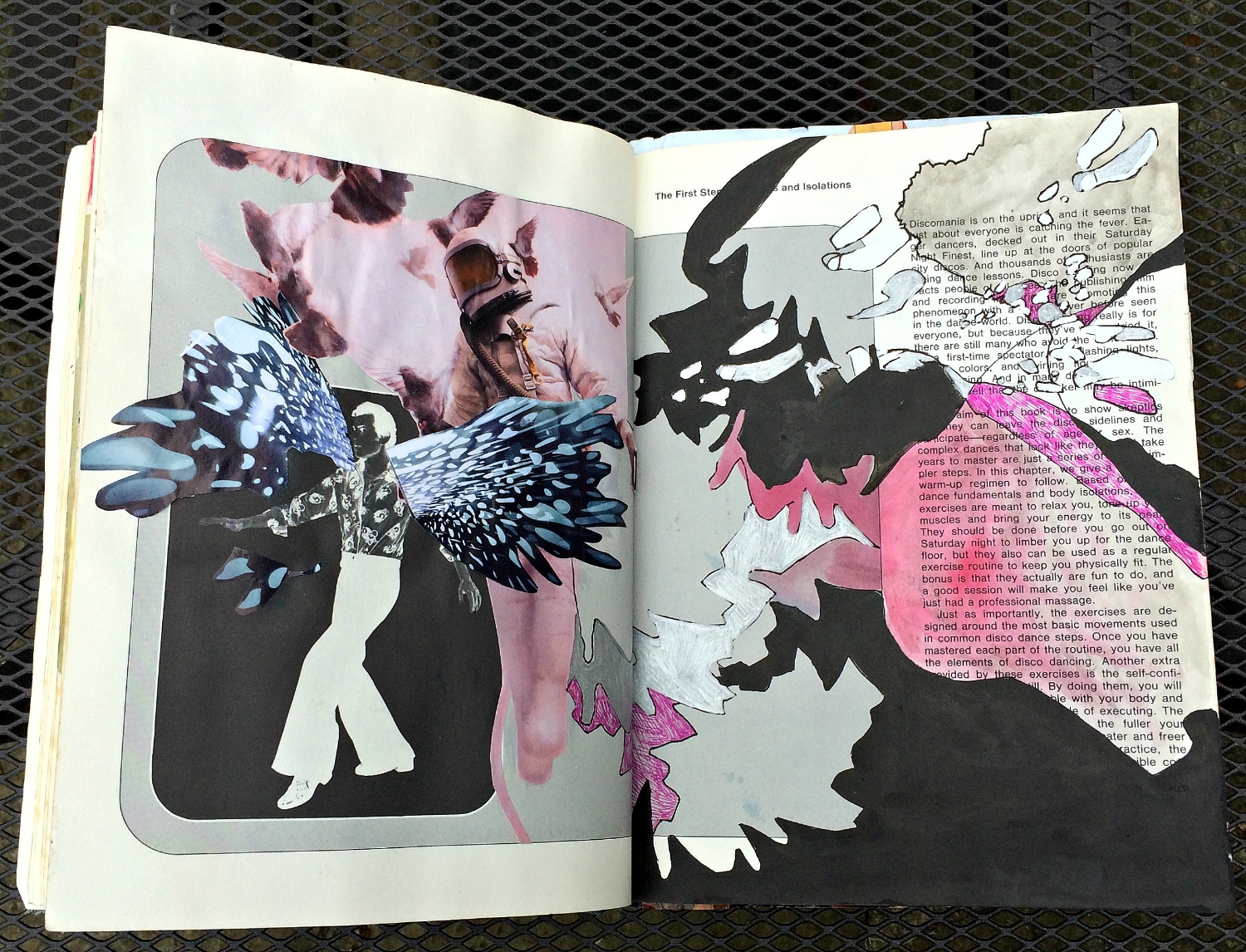 Altered Book (Disco Dance Moves): collage, colour, etc