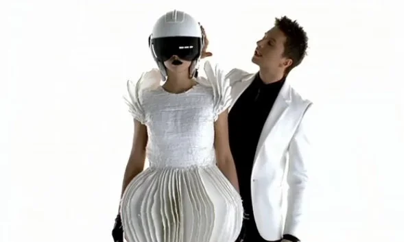 Still from Sergey Lazarev 'Alarm' video, dress by Maya Luz