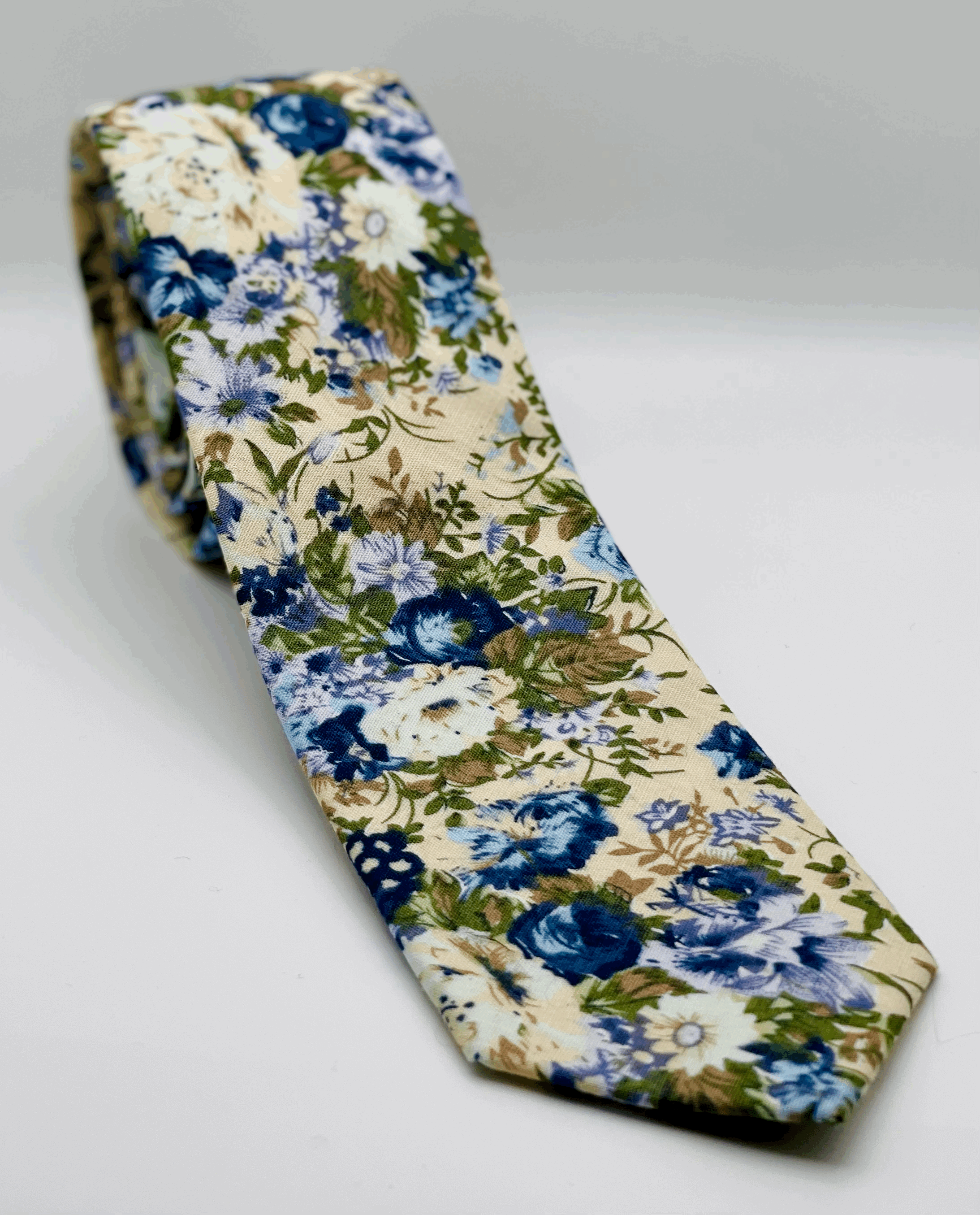 Beige Floral Print Necktie