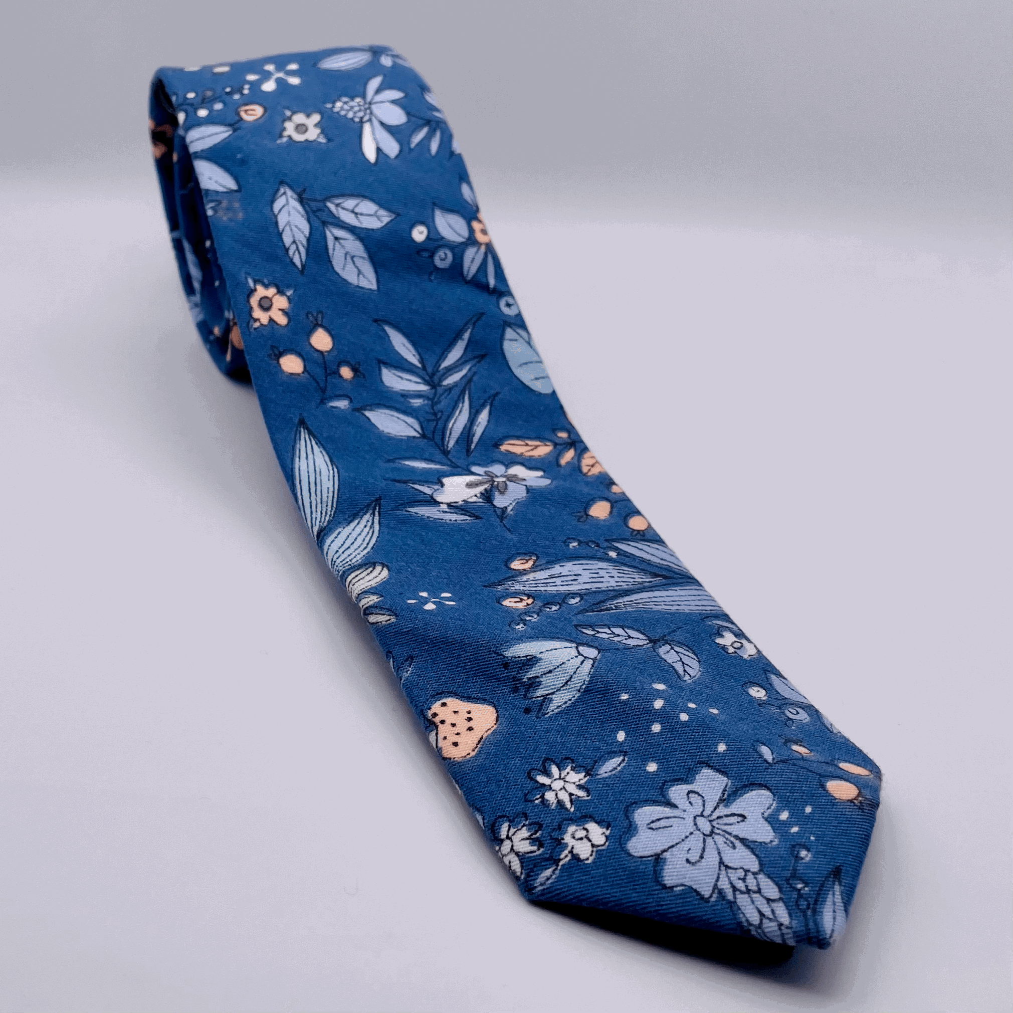 Blue Floral Print Necktie
