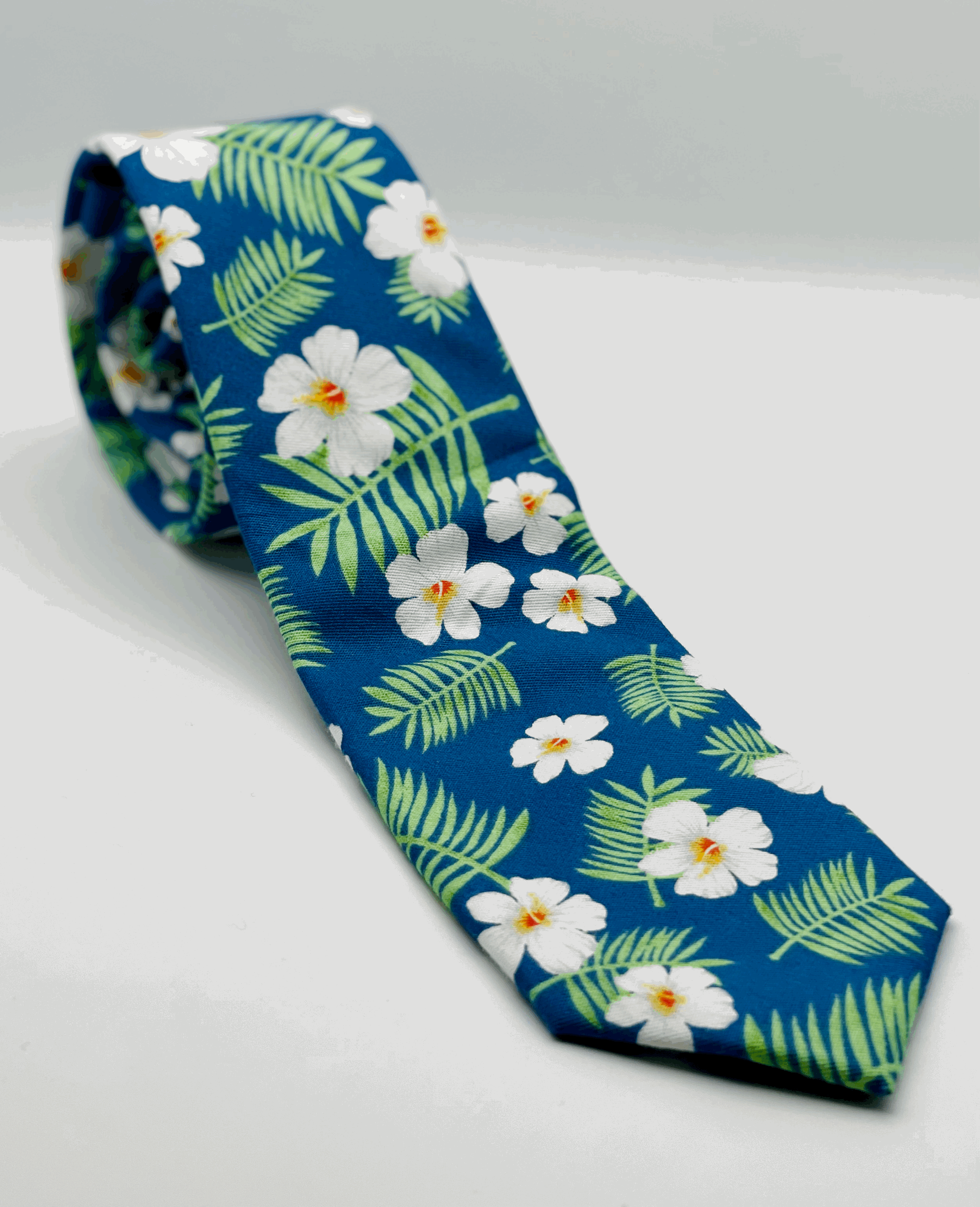 Blue & Green Floral Print Necktie