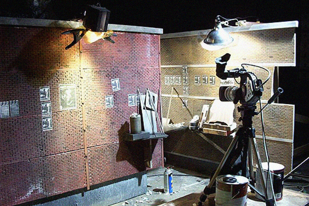 A miniature alley from "Guardian Of The Realm". It was decided in post to add shots that weren't obtained during the main unit shoot, so a miniature was built and matched to the limited live-action set.
