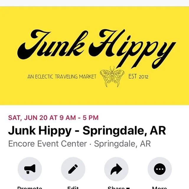 We have some big news!  #junkhippy is coming to Arkansas!  Save the date - June 20 in Springdale at the Encore Event Center &hearts;️ Apply now at junkhippy.com #nwa #nwarkansas #arkansas #junk #vintage #vintagemarket #letsgojunkin #retro #fleamarket