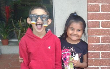 Showing off their arts and craft projects
