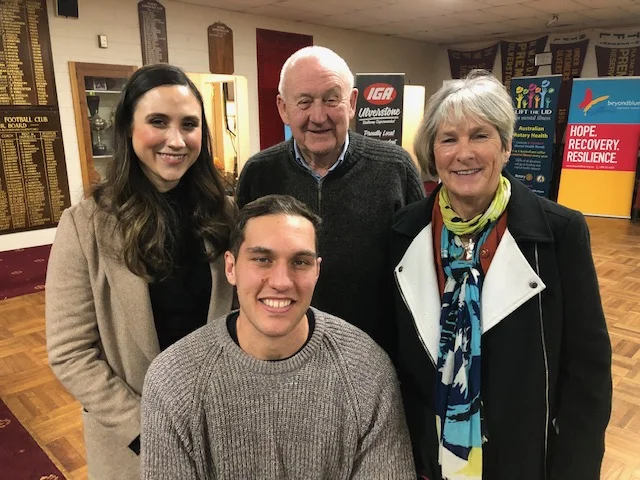 From left: Alex Pearce (Fremantle Football Club), Jamie Hayward (Premiership coach of Ulverstone Football Club), James Podsiadly (former Geelong Premiership player, Adelaide Crows player and assistance coach) and Scott Pearce (President of Ulverstone Football Club).