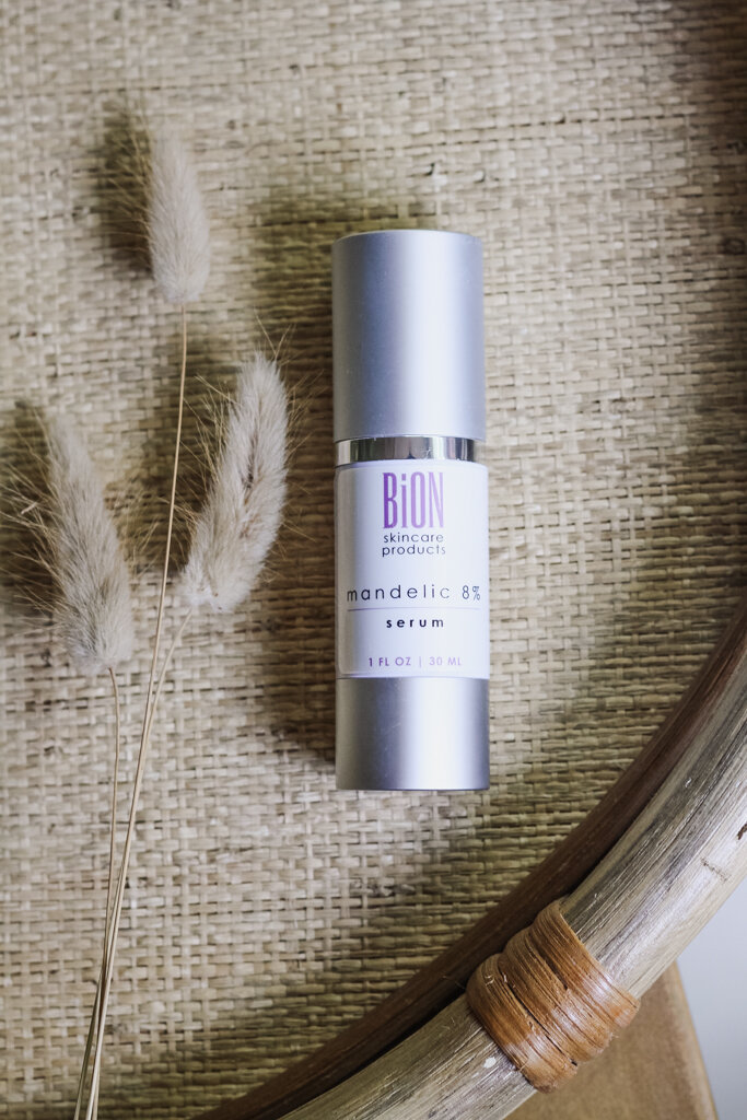 Bion Mandelic Acid 8% Serum to treat hyperpigmentation, fine lines, wrinkles, and acne