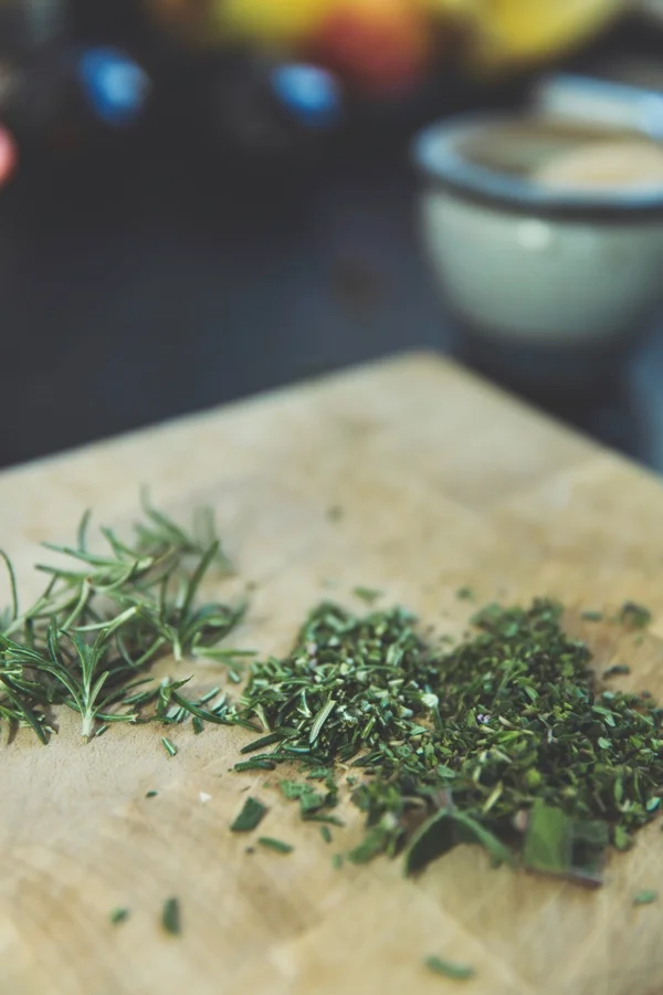 Herbs on Cutting Board