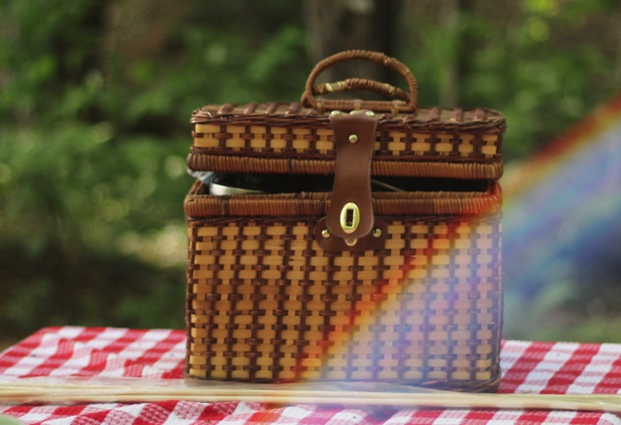 picnic basket on table