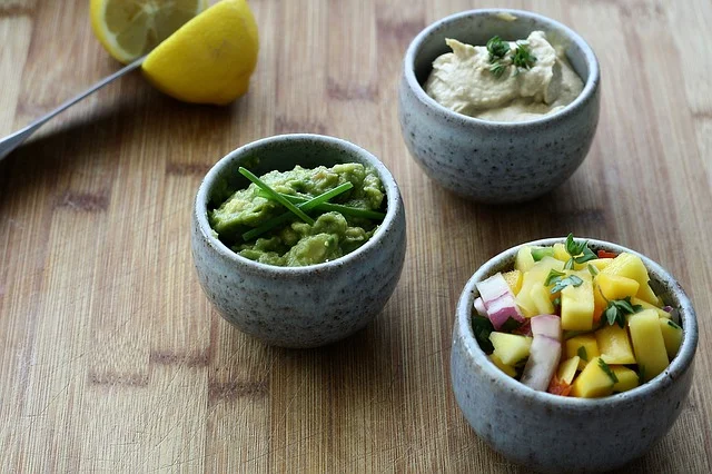 Guacamole and ingredients