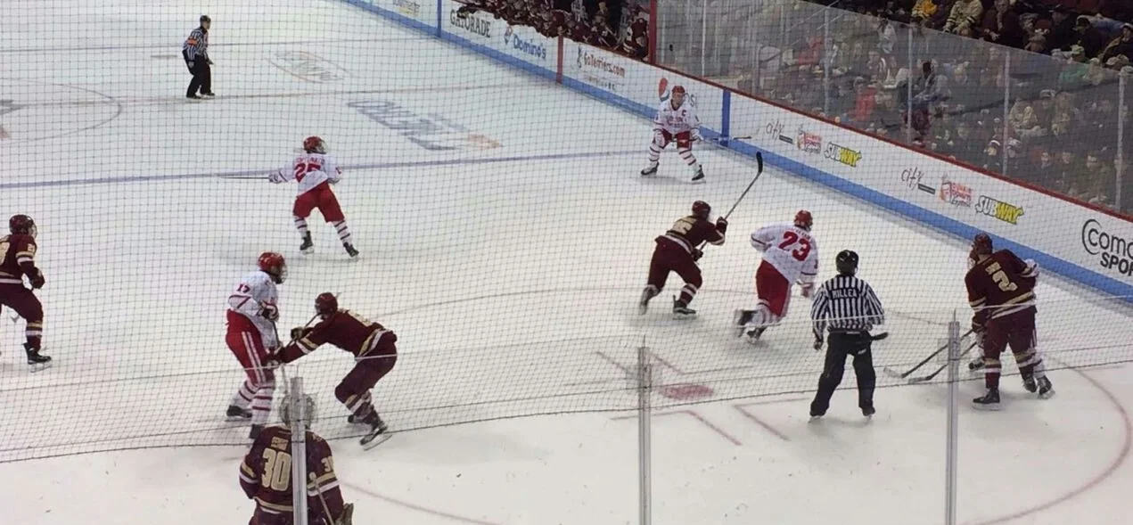 Boston University Terriers playing Ice-Hockey against Boston College Eagles