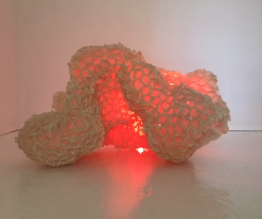 Mary Button Durell, The Cloud (and detail), paper and wheat paste, 30"x48"x24", 1999