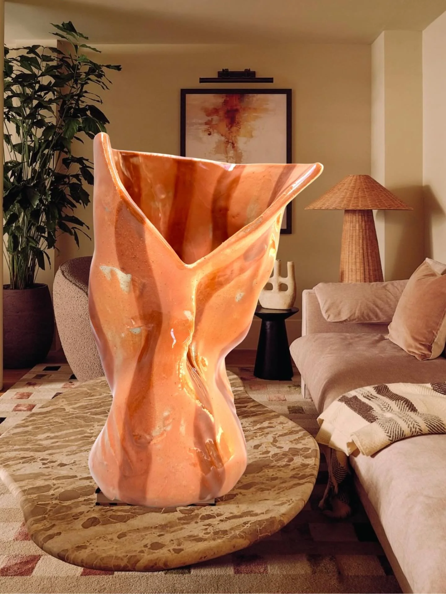 &lsquo;Skinny Crush&rsquo; Coral Copper Stripe
Available @greenhouseinteriors 💚