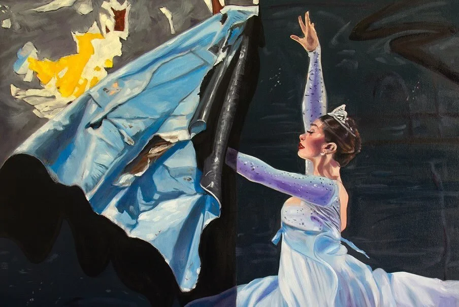 &ldquo;Gemini&rdquo;, oil on canvas, 75 x 36 inches, 2024, on view during my solo show at &ldquo;As Above, So Below&rdquo; @marinmoca through September 28. 

Thanks to @mo.olsonnn for activating the painting in a custom costume opening day and to @vi