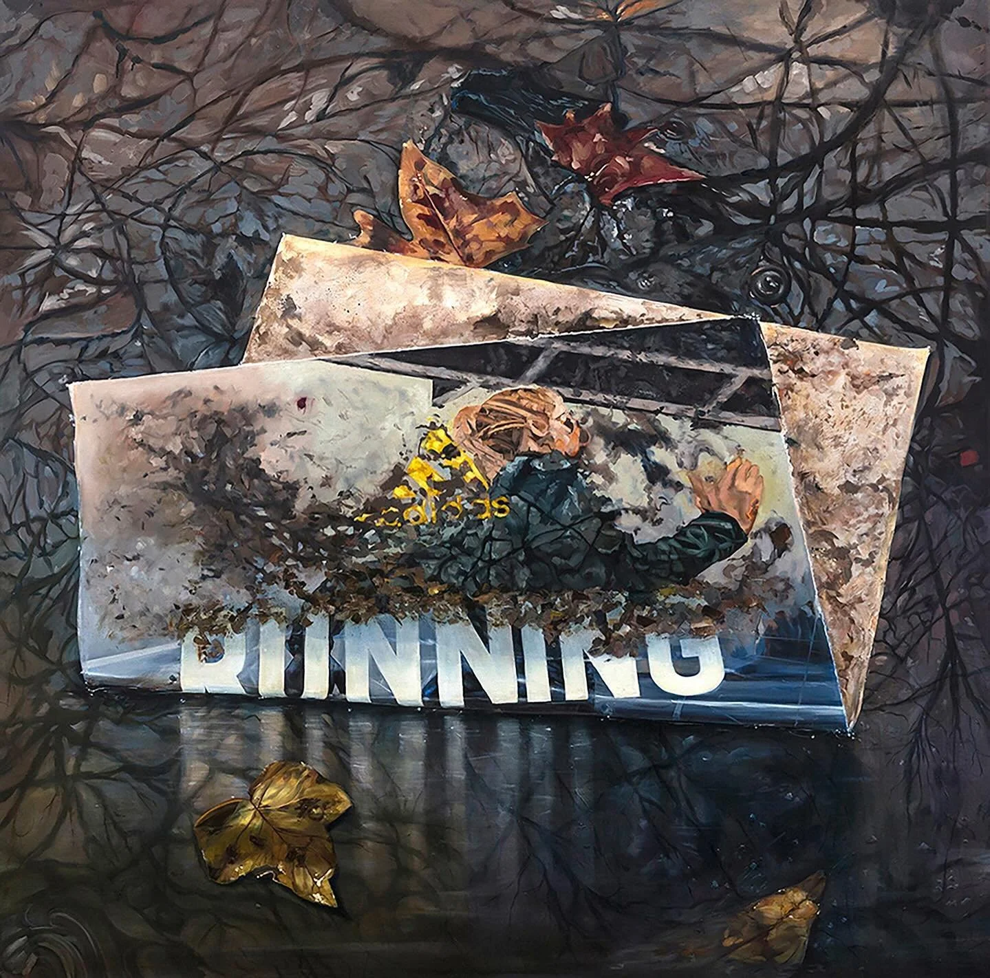 &ldquo;Berlin&rdquo;, oil on canvas, 75 x 75 inches, 2018, on view at my solo show &ldquo;As Above, So Below&rdquo; @marinmoca through September 28th. I made this piece after traveling in Berlin in an exchange with SFAI and Bauhaus University. I saw 