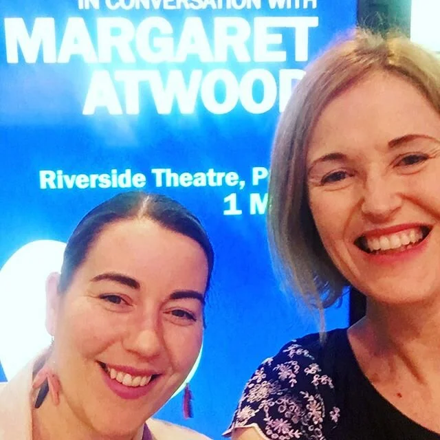 With @rachaeljohnsauthor at Margaret Atwood! #authorsofinstagram #writerfriends #margaretatwood