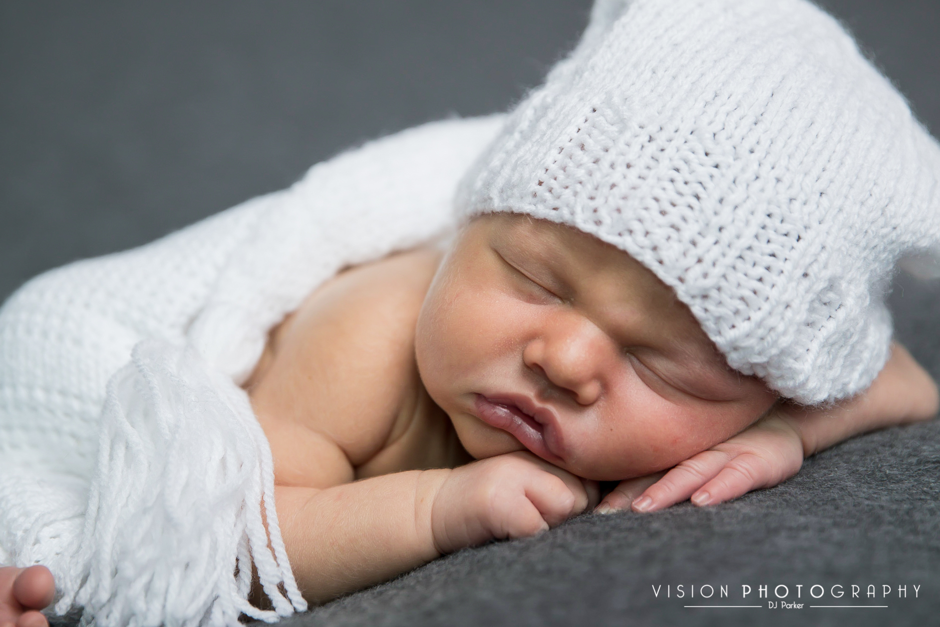 Newborn studio photography bean bag poser
