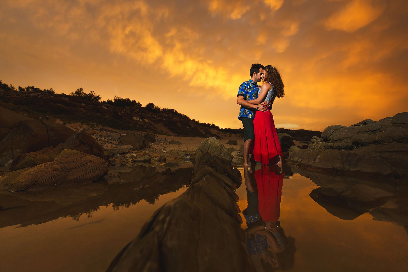 Fiery Sunset Couple Portraits