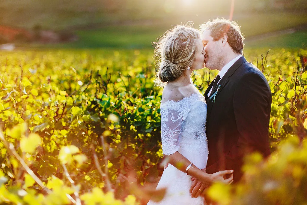 A Wedding Couple Portrait in a Garden Route Vineyard.