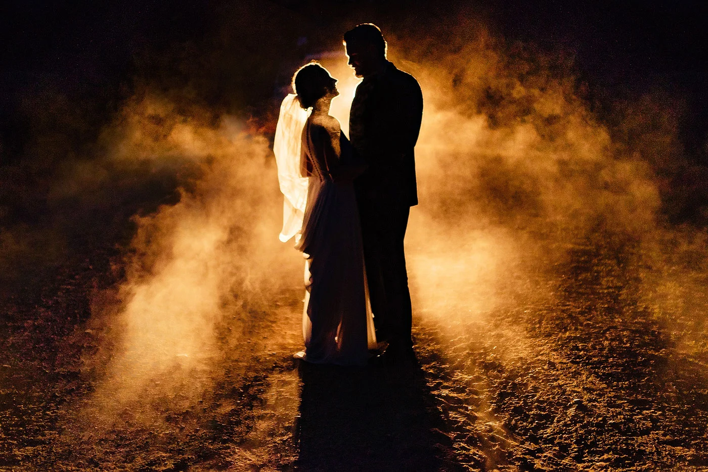 Creative Night Wedding Photo