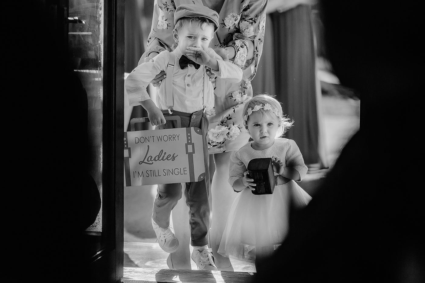 A moment with the ringbearer and flowergirl at a wedding in South Africa.
