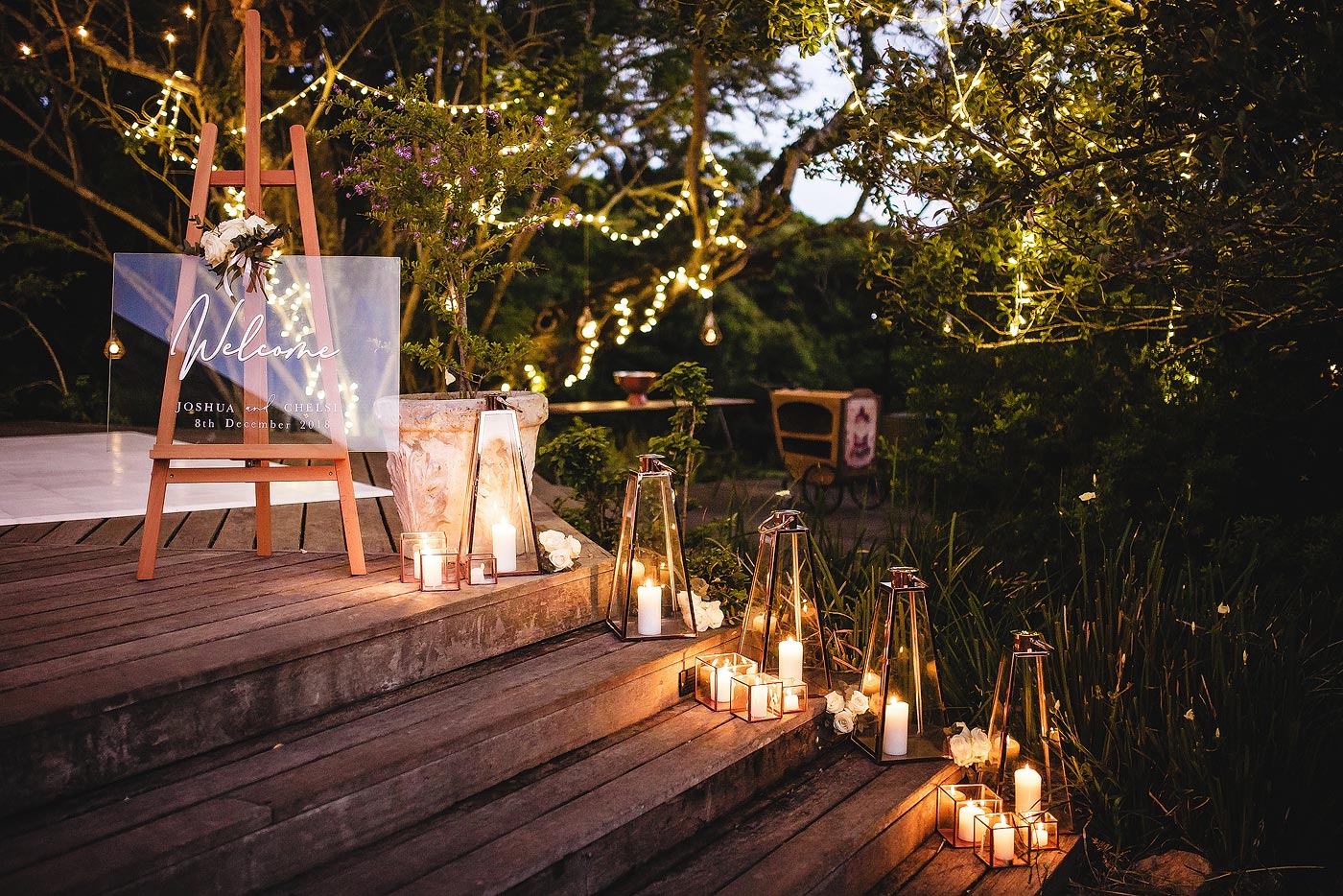 Wedding Welcome sign with fairy lights