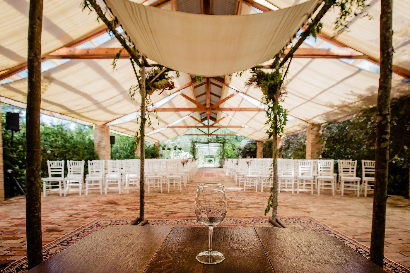Jewish Wedding Chuppah Ceremony Decor with wine glass