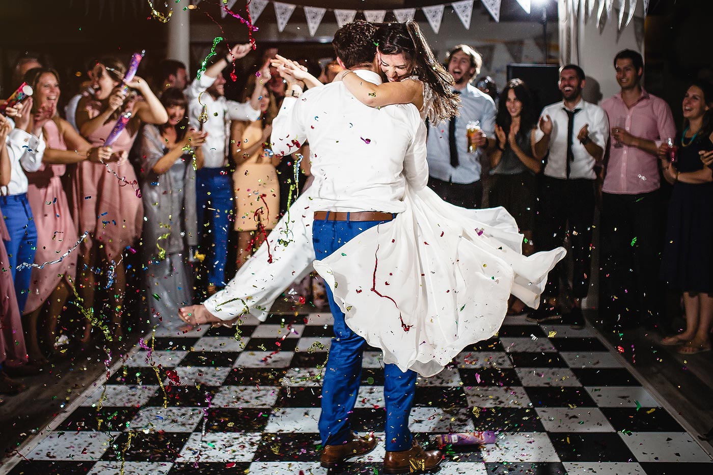 Jewish Wedding First Dance with confetti